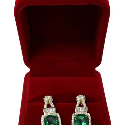 Sale Photo Thumbnail #303: 7.20ct green topaz SAPHW earrings 14k over SS