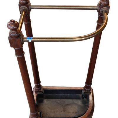 Sale Photo Thumbnail #99: Nice Vintage Mahog Umbrella Stand w/Drip Pan