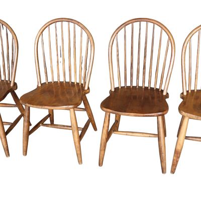 Sale Photo Thumbnail #142: Set 4 Bentwood Maple Plank Seat Kitchen Chairs