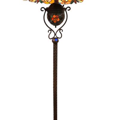 Sale Photo Thumbnail #206: Lead Glass Bronze Style Pole Lamp Foot Pedal