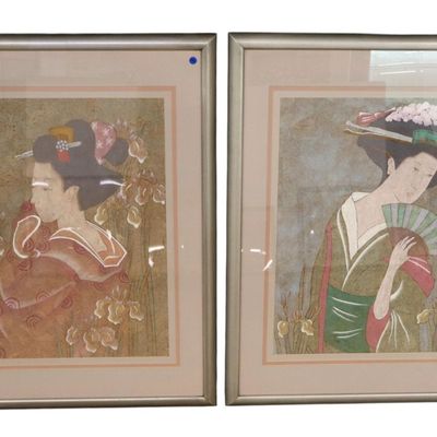 Sale Photo Thumbnail #196: Pr VTG Windsor Geisha Girl Framed Prints Wall Art