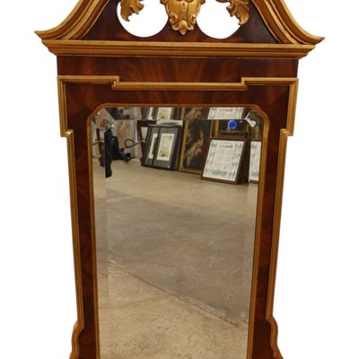 Sale Photo Thumbnail #173: Chippendale Burl Mah Beveled Wall Mirror Gold