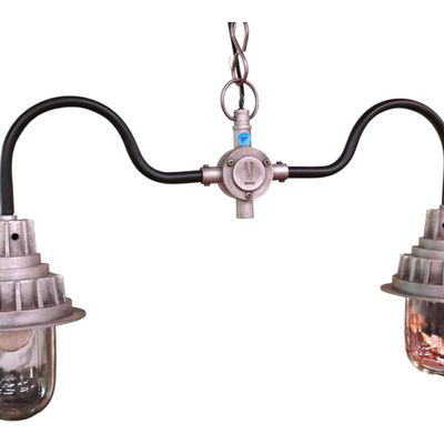 Sale Photo Thumbnail #214: Industrial Aluminum 2 Burner Pendant Light