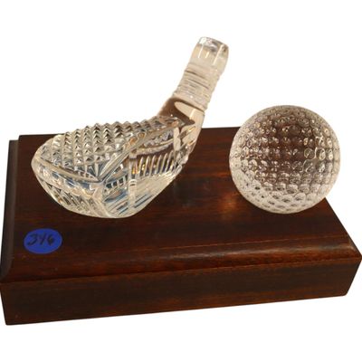 Sale Photo Thumbnail #250: Waterford desk top lead crystal golf ball & club head