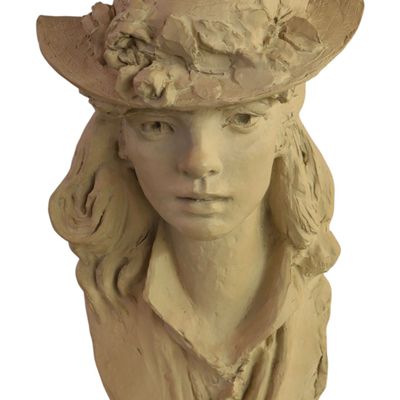 Sale Photo Thumbnail #227: Vtg Austine Prod Auguste Rodin's bust Young Girl w/Roses in Her Hat