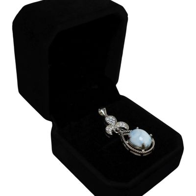 Sale Photo Thumbnail #300: 4.62ct larimar .15 white sapphire SS pendant