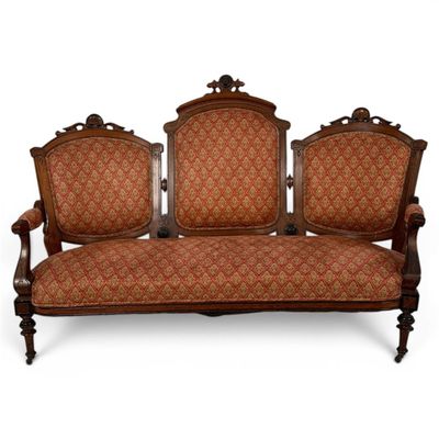 Sale Photo Thumbnail #215: Eastlake Walnut Triple-Back Sofa