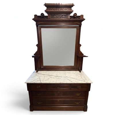 Sale Photo Thumbnail #276: Eastlake Walnut Marble Top Dresser