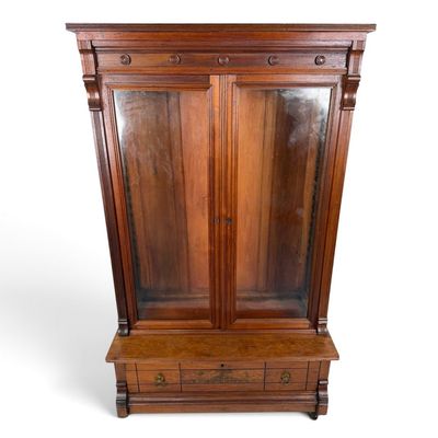 Sale Photo Thumbnail #307: American Eastlake Walnut Glazed Bookcase or Display Cabinet, Circa 1875-1890