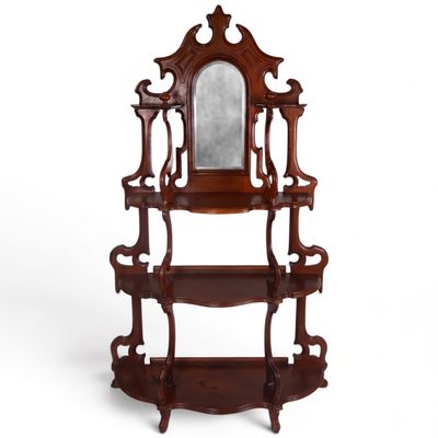 Sale Photo Thumbnail #229: Gothic Revival Walnut Mirrored Etagere