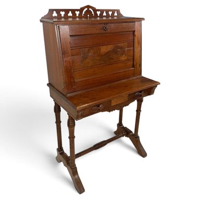 Sale Photo Thumbnail #218: American Eastlake Walnut and Burl Drop-Front Writing Desk