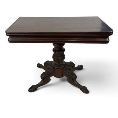 Sale Photo Thumbnail #224: American Classical Carved Mahogany Card Table, Probably New York