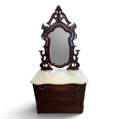 Sale Photo Thumbnail #267: Rococo Revival Burl Walnut Dresser