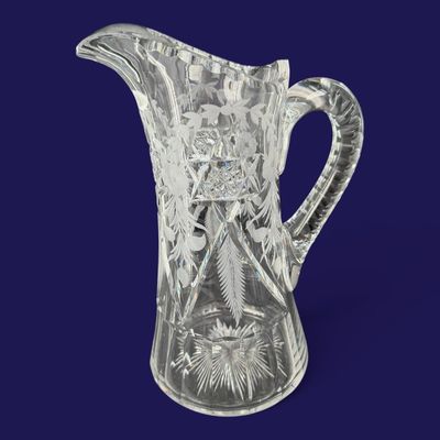 Sale Photo Thumbnail #313: American Cut and Engraved Glass Pitcher