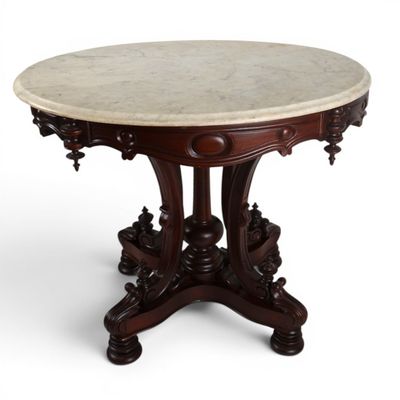Sale Photo Thumbnail #119: Attr. Thomas Brooks Marble-Top Table