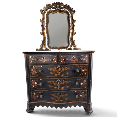 Sale Photo Thumbnail #165: Victorian Ebonized Shell Inlaid Dresser
