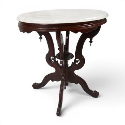 Sale Photo Thumbnail #236: Victorian Rosewood Marble-Top Parlor Table