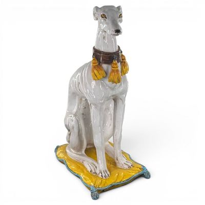 Sale Photo Thumbnail #18: Italian Majolica Greyhound on Cushion
