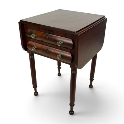 Sale Photo Thumbnail #254: Southern Sheraton Mahogany Drop-Leaf Work Table, Possibly Tennessee
