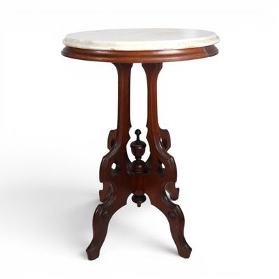 Sale Photo Thumbnail #259: Victorian Marble-Top Walnut Side Table