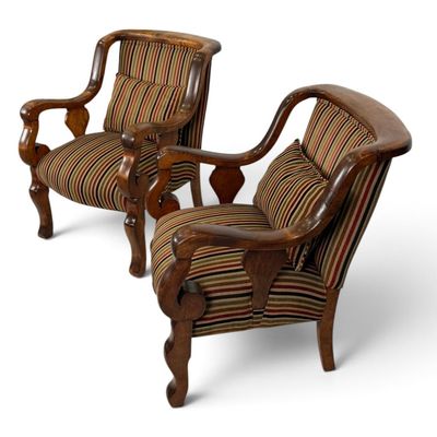 Sale Photo Thumbnail #212: Pair of French Art Deco Walnut Armchairs