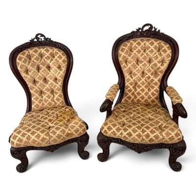 Sale Photo Thumbnail #106: American Karpen Rococo Rosewood Parlor Chairs