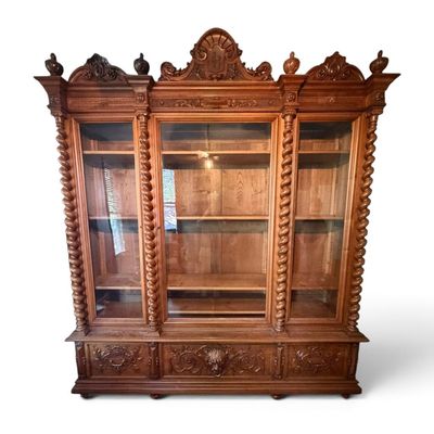 Sale Photo Thumbnail #91: French Carved Oak Hunt Bookcase