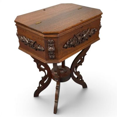 Sale Photo Thumbnail #200: Victorian Walnut Fitted Sewing Table
