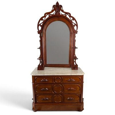 Sale Photo Thumbnail #75: Victorian Walnut Folding-Mirror Dresser