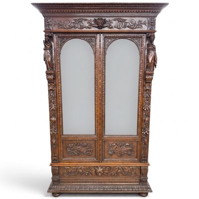 Sale Photo Thumbnail #63: French Renaissance Revival Oak Bookcase