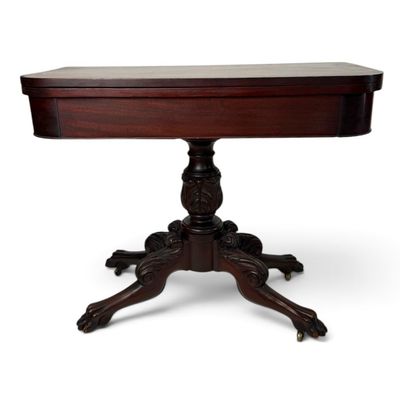 Sale Photo Thumbnail #216: American Classical Carved Mahogany Card Table, Probably New York
