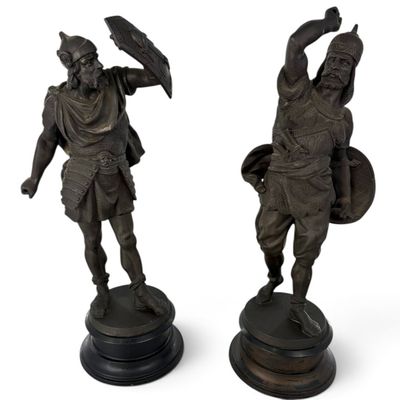 Sale Photo Thumbnail #293: Pair French Spelter Warrior Figures