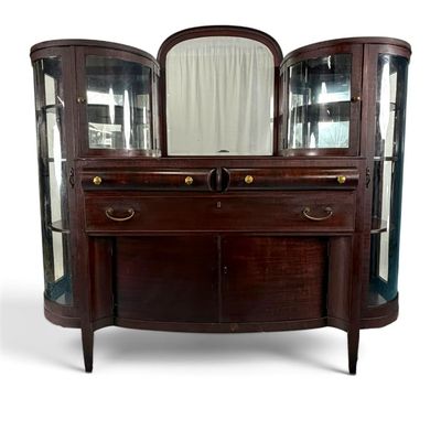 Sale Photo Thumbnail #226: American Mahogany Curved-Glass Combination Sideboard and China Cabinet