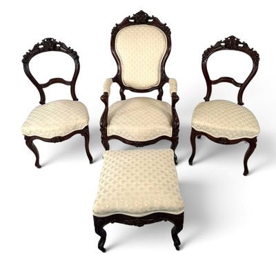 Sale Photo Thumbnail #160: American Rococo Rosewood Chair Group