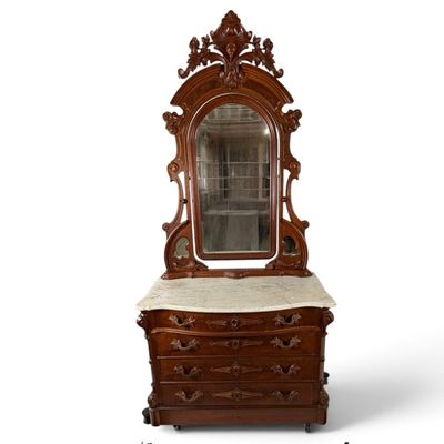 Sale Photo Thumbnail #114: Victorian Walnut Marble-Top Dresser