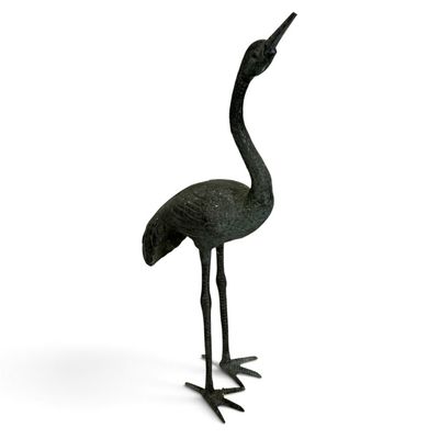 Sale Photo Thumbnail #263: Large Patinated Cast Bronze Crane Garden Sculpture