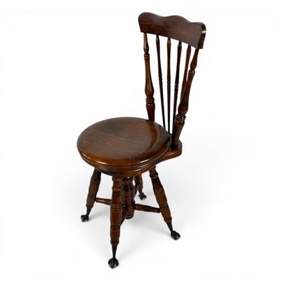 Sale Photo Thumbnail #192: Victorian Oak Swivel Piano Chair