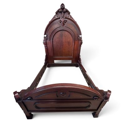 Sale Photo Thumbnail #249: Renaissance Revival Burl Walnut Bed