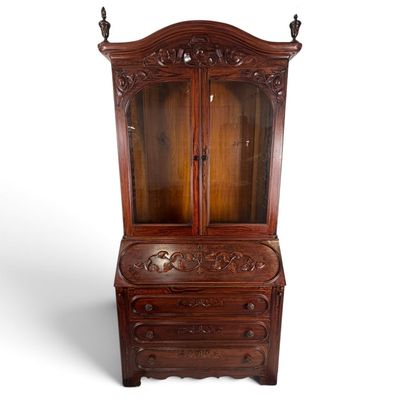 Sale Photo Thumbnail #170: Probably American Rococo Revival Rosewood Secretary Bookcase, Circa 1860-1875