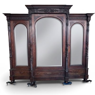Sale Photo Thumbnail #321: Monumental American Renaissance Revival Mirrored Wardrobe