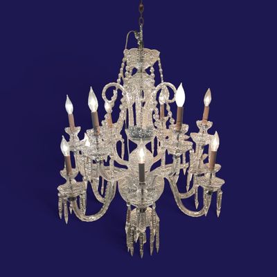 Sale Photo Thumbnail #162: Attr. Waterford Crystal Powerscourt Twelve-Light Chandelier, Circa 1950