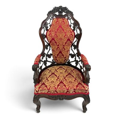 Sale Photo Thumbnail #82: Attributed Belter Custom Pattern Armchair