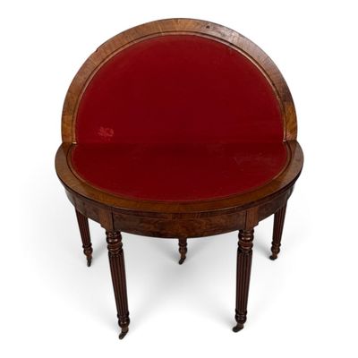Sale Photo Thumbnail #191: French Louis-Philippe Figured Mahogany Demilune Games Table