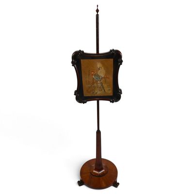 Sale Photo Thumbnail #14: English Early Victorian Rosewood Pole Firescreen