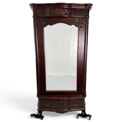 Sale Photo Thumbnail #203: American Rococo Revival Mahogany Mirrored Wardrobe