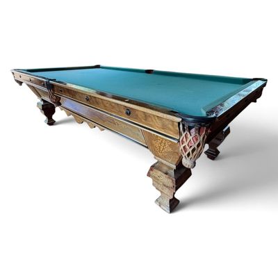 Sale Photo Thumbnail #90: Clark-Herd Inlaid Mahogany Pool Table