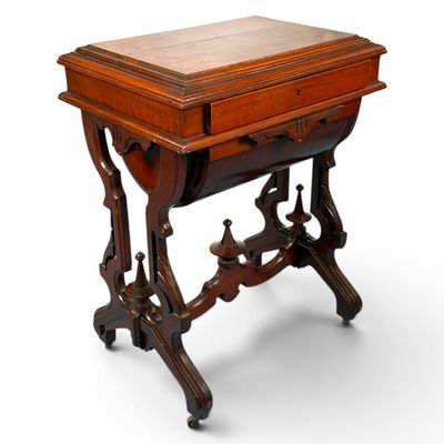 Sale Photo Thumbnail #242: Renaissance Revival Walnut Sewing Table