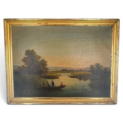 Sale Photo Thumbnail #48: Oil on Canvas, Hudson River School Marsh Landscape