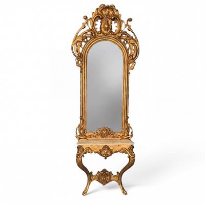 Sale Photo Thumbnail #71: American Rococo Gilt Pier Mirror and Stand