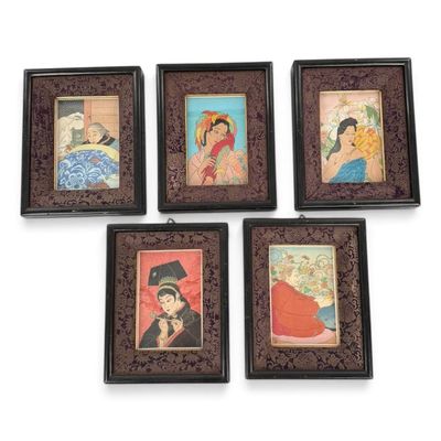 Sale Photo Thumbnail #148: Five Signed Paul Jacoulet Surimono Prints